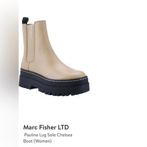 Marc Fisher LTD Pauline Lug Sole Chelsea Boot, size 7.5, light natural color